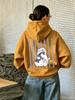 Women's hooded sweatshirt, featuring cat and fish patterns, with a casual style, suitable for running, Y2K trend
