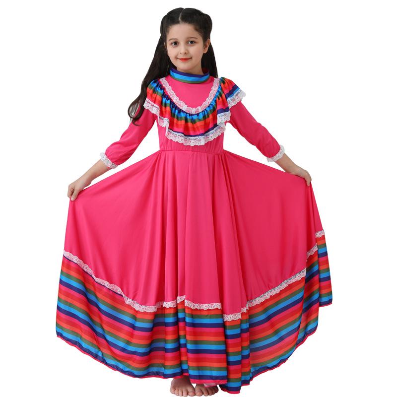 Children's Fuchsia Mexican Folk Dance Dress - Day of the Dead Costume