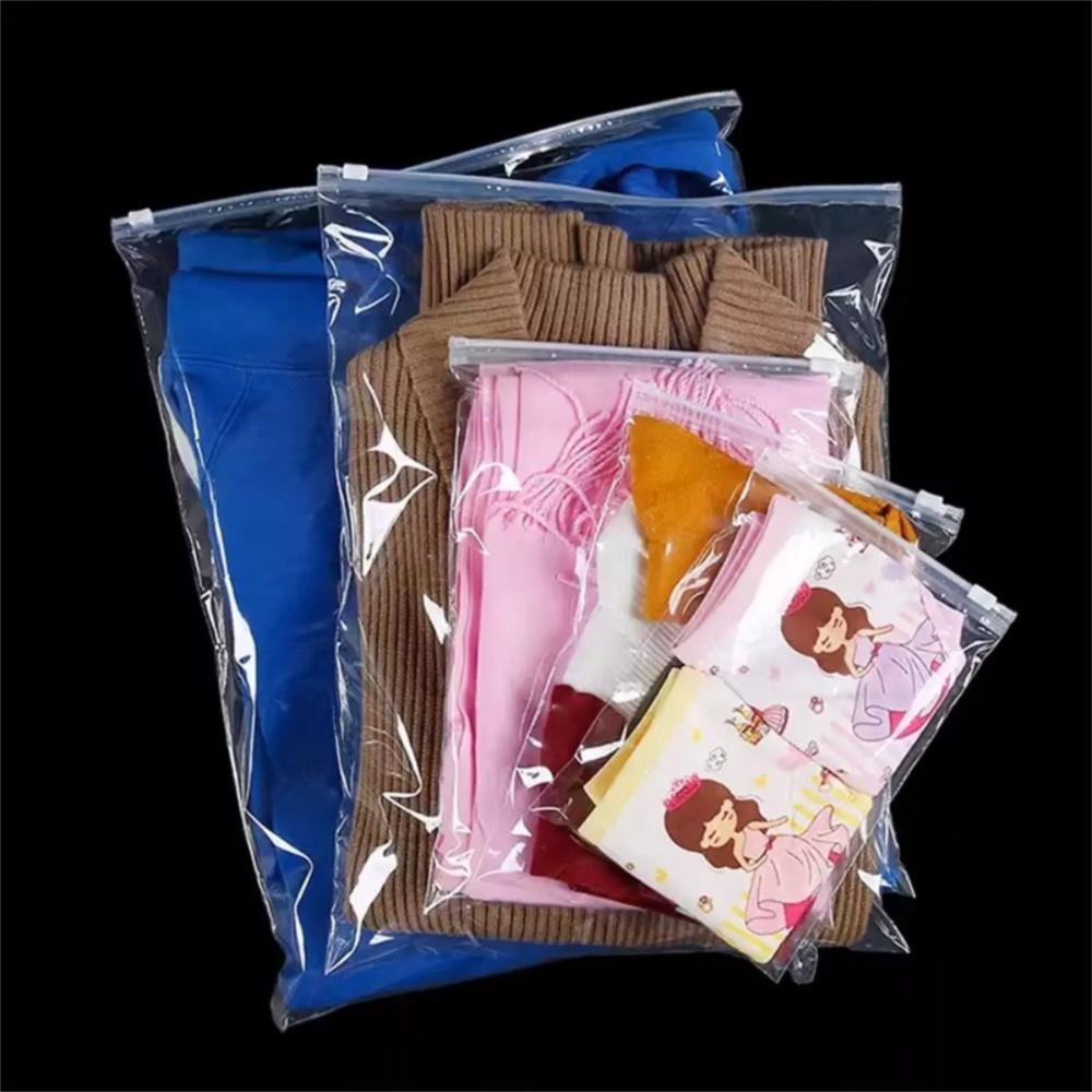 50pcs/set Portable Plastic Ziplock Bag Reusable Transparent Storage Bag Multi-Purpose Luggage Organizer Clothing Storage