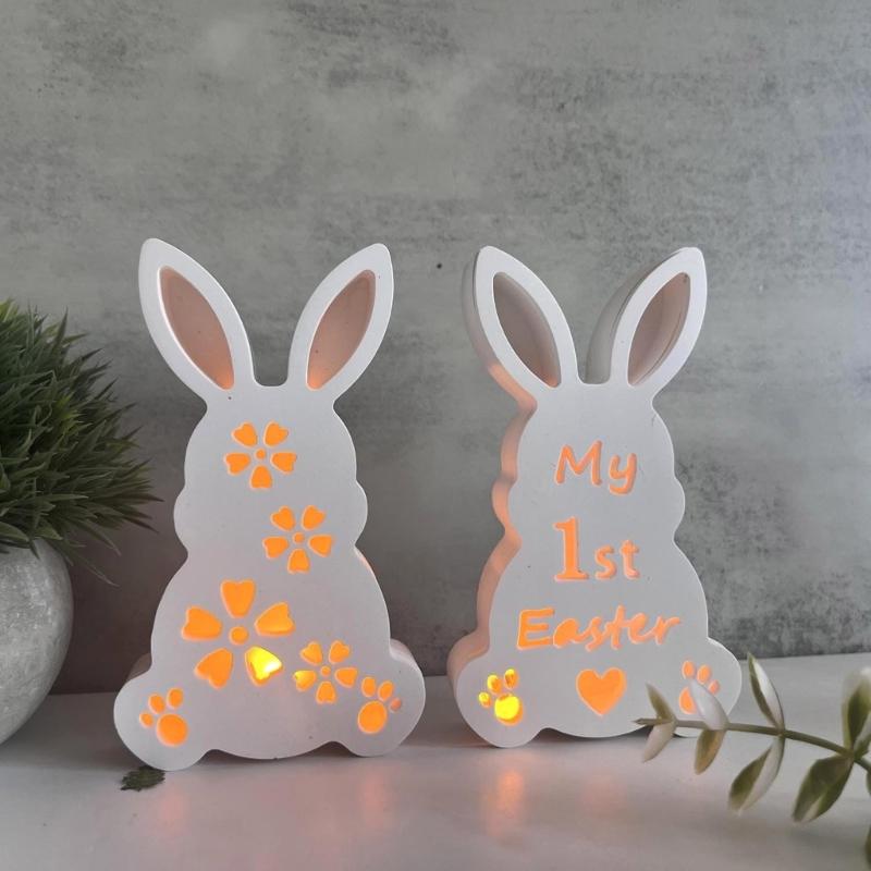 Flexible Silicone Festival Home Decoration Mold Easter Rabbit Shaped Candlestick Mould Gypsum Mould for Atmosphere Light