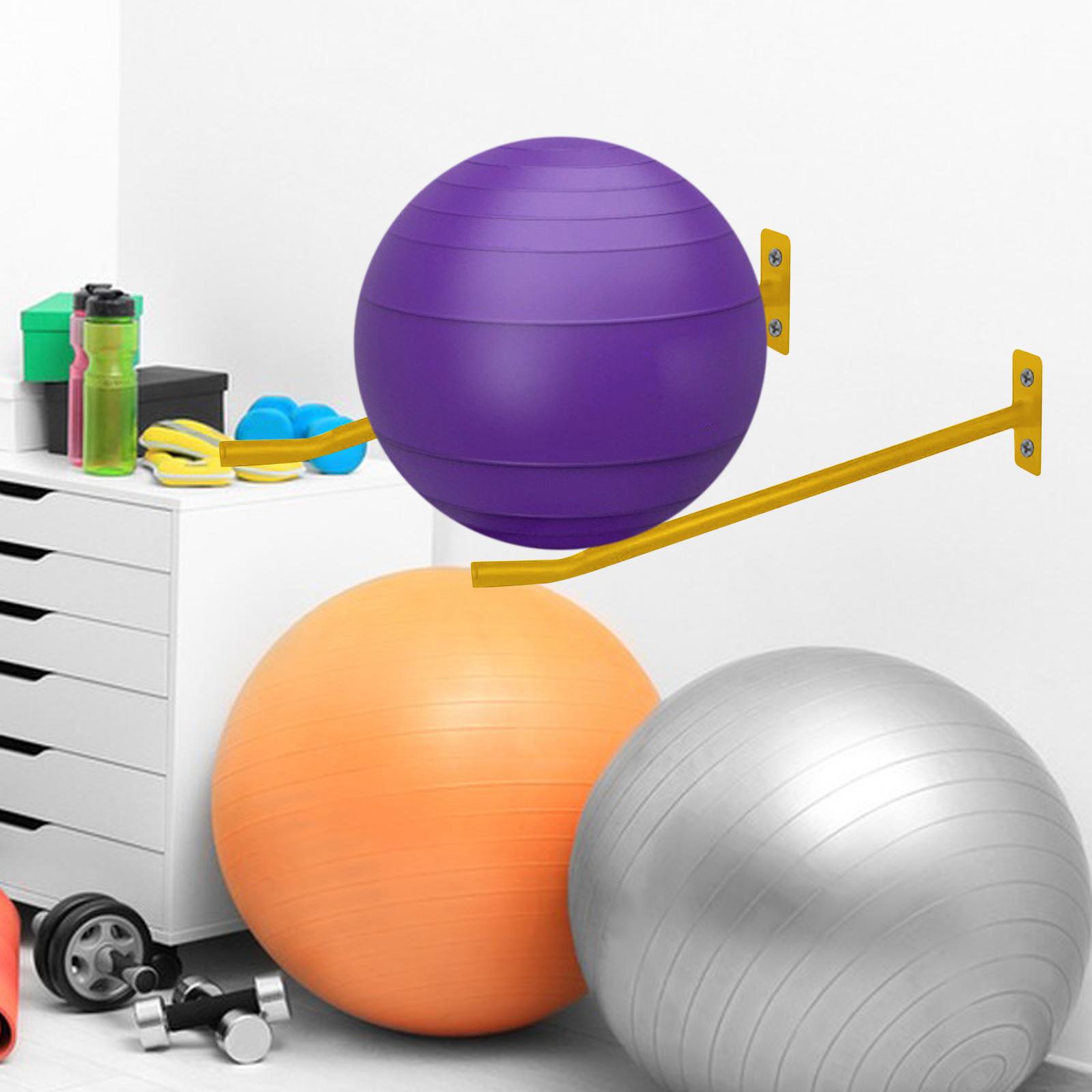 

Wall Mount Exercise Ball Holder, Multifunctional, Fitness Ball Wall Rack for Exercise Mat Home Gym Volleyball Ski Garden Tools золотий