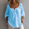 2026 New Women's Casual V-Neck Long Sleeve Loose Solid Color Simple T-Shirt