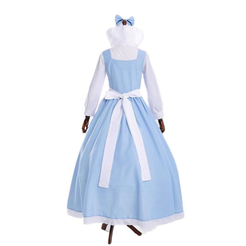 Halloween bell maid costume beautiful woman and beast bell blue maid costume stage costume
