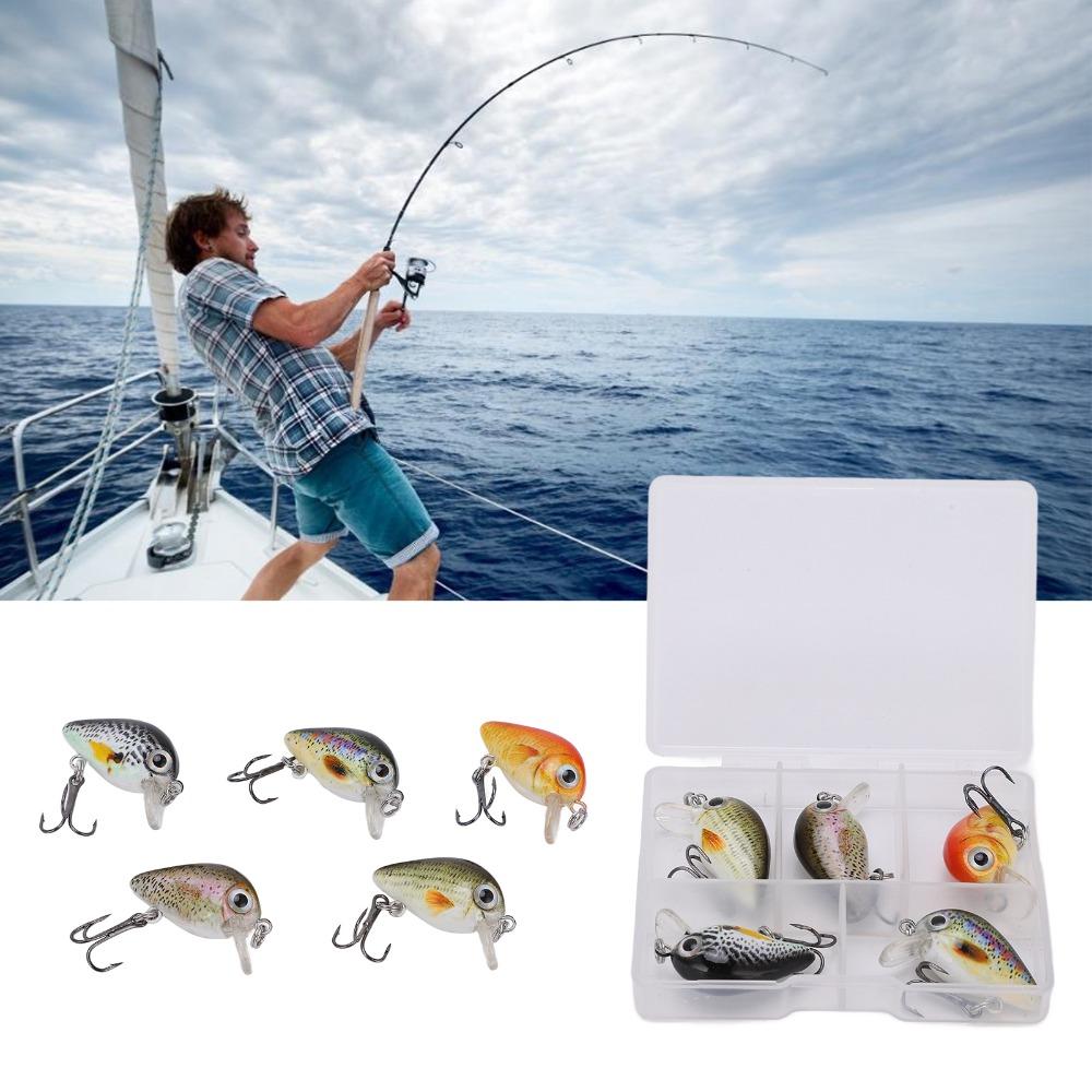 5PCS with Triple Hook Fish Crankbaits ABS Fishing Lures Durable Topwater Lures Bass Fishing