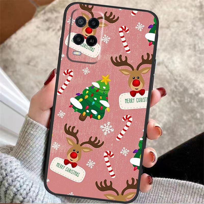 Christmas Santas Seamless Deer Case For Oppo A57 A17 A77 A40 A78 A54 A74 A94 A76 A16 A96 A18 A60 A80 A38 A58 A98 A15 A5 Pro