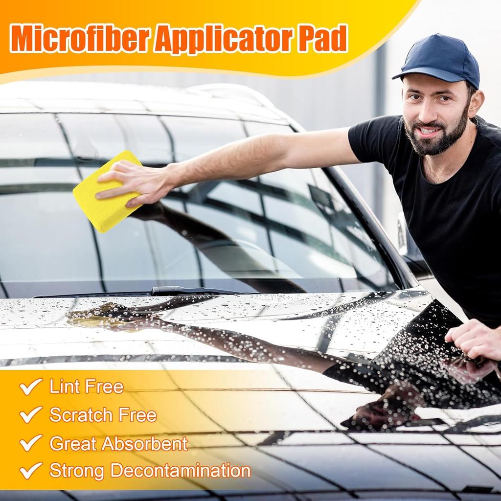 Riakrum 32 Pieces Microfiber Wax Applicator Pads Detailing Car Polishing Sponge For Car Ceramic Coating Applicator Tire Shine Cleaning Pad For