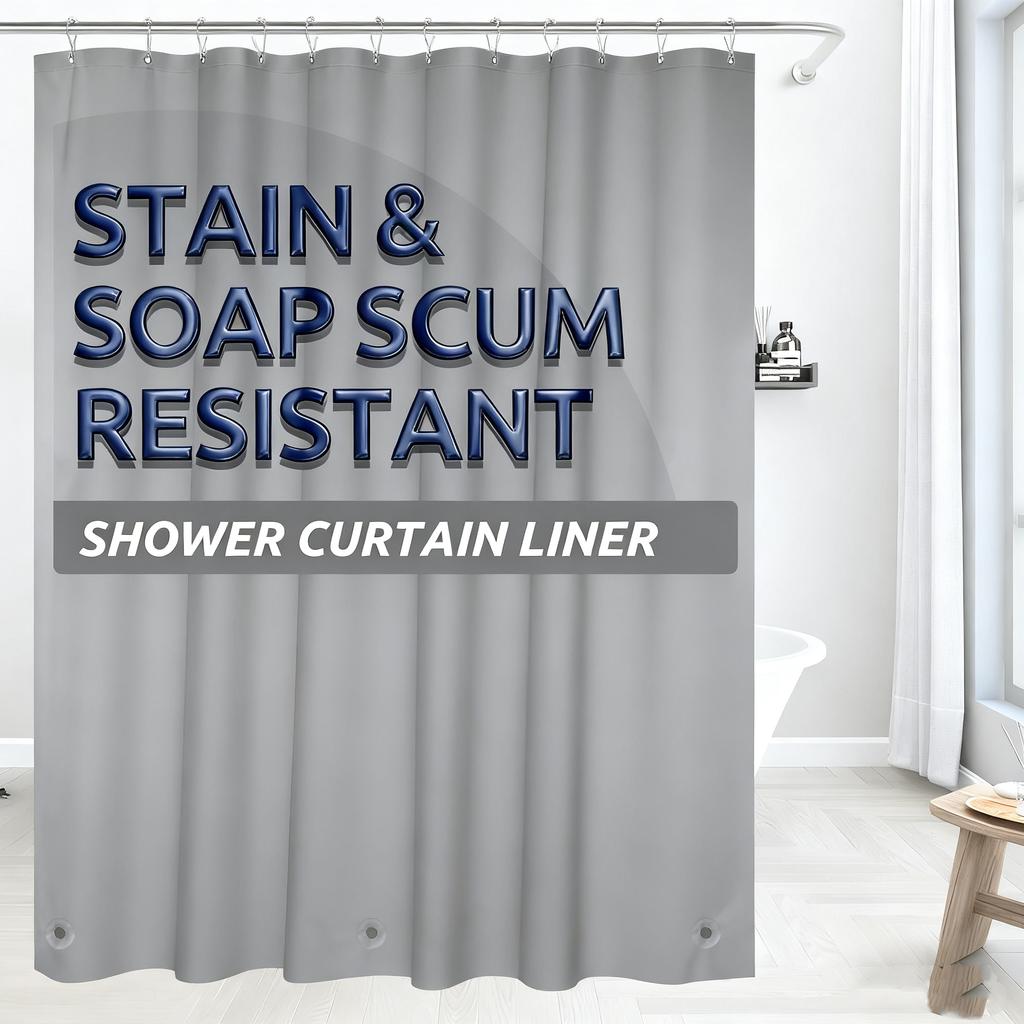 1Pc Lightweight Shower Curtain Liner With Bottom Magnets, Waterproof Plastic Peva Bath Curtain For Bathroom Decor & Accessories