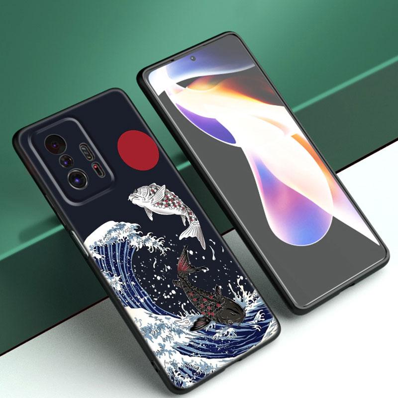 Japanische Welle Anime Drache Handyhülle Für Xiaomi Mi A2 8 9 SE Note 10 10T 11 12 Lite 9T 11T 12S 12T Pro A3 6X 12X TPU Schwarze Hülle