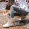 Fashion Medium Tube Rain Shoes Women's Pvc Non-slip Rain Boots Women's Water Shoes New Rubber Shoes Water Boots Kitchen Overshoes