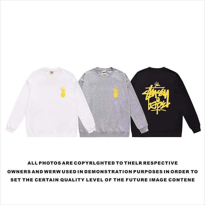 Unisex lässiger übergroßer Rundhals-Pullover mit Schriftzug-Print leichter Baumwoll-Hoodie
