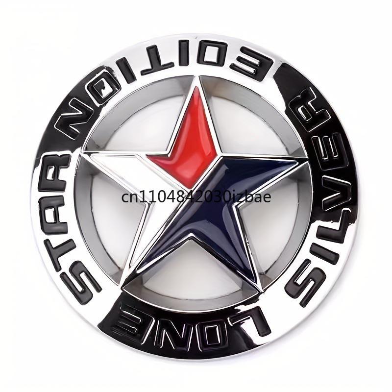 3D Metal Lonestar Car Sticker Texas Pentagram Badge Suitable for Jeep - Silver Chrome Finish ALN1