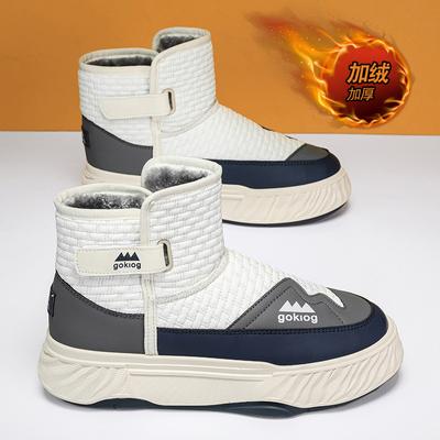 Fashion Waterproof Ankle Boots Men Winter Snow Shoes Plush Warm High Top Casual Outdoor Cotton Shoes Velvet Thickening Warm Boot Comfort