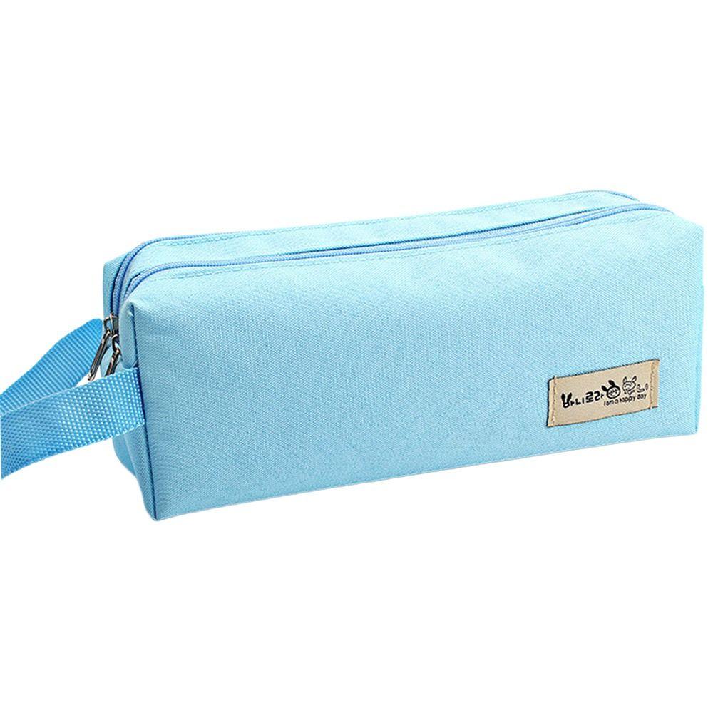 

Fabric Pencil Case Large Capacity Storage Bag School Supplies Make Up Bag Student світло-синій колір