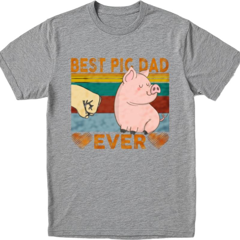 New Arrived For Him Summer Tshirt Vintage Best Pig Dad Ever With Heart And Hand Retro Unisex Tops Comfort Tshirt Quick Dry Shirt