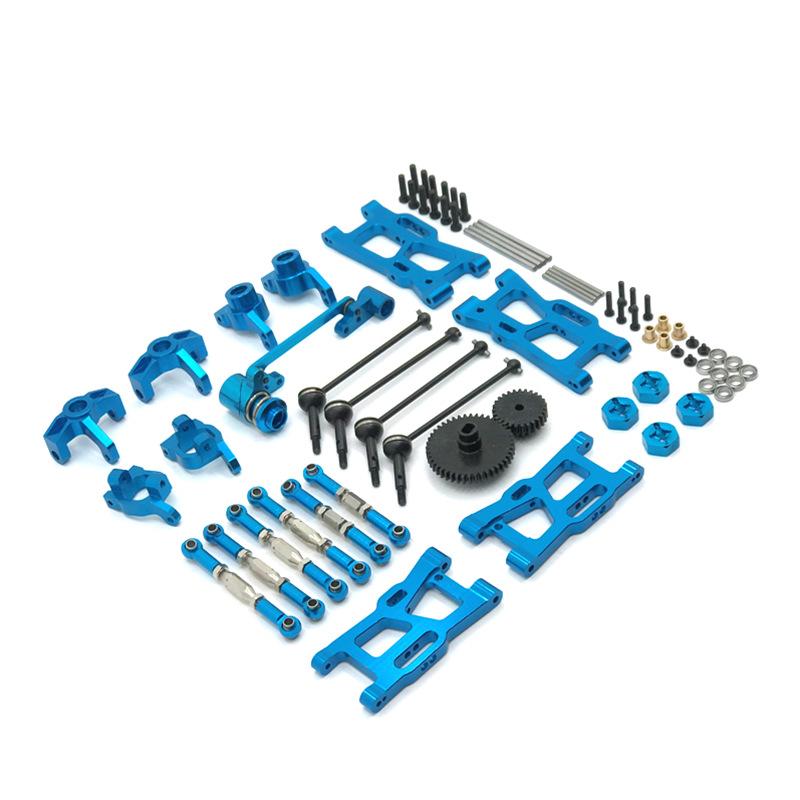 For WLtoys 124016 124017 -18 124019 144001144010 RC Car Parts Metal Upgrade Kit Drive Shaft Pull Rod Swing Arm Steering Cup Gear