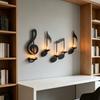 Black Music Note Wall Sconce Metal Wall Mounted Candle Holder Musical Symbol Tea Light Holder Rack for Living Room Dining Room