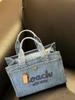 Koujia Canvas Denim Cargo Tote: Large Capacity Shoulder Handbag Crossbody Bag for Spring and Summer