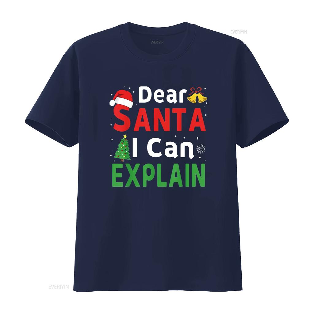 Dear Santa I Can Explain Funny Christmas Kids Xmas T Shirt Black vintage Washed Unisex designer clothes Slightly fashion