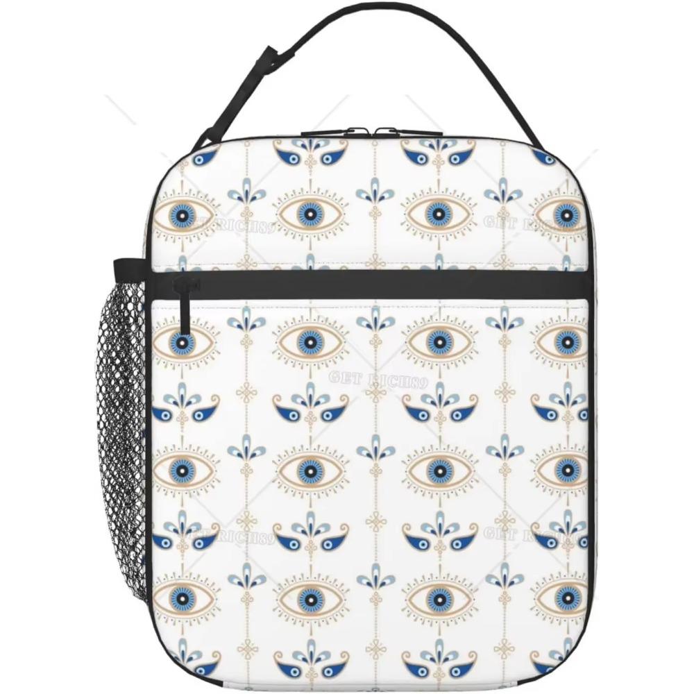 Złote Ręce Fatimy Izolowana Torba na Lunch Wielokrotnego Użytku Termiczna Torba na Lunch z Zamkiem Błyskawicznym i Kieszenią do Pracy na Zewnątrz Podróży Piknik