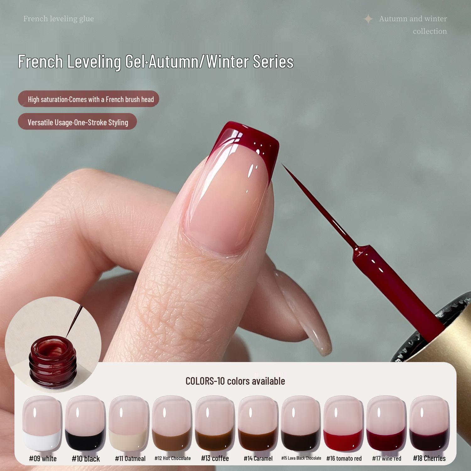 

Gaoy French Leveling Nail Gel for Autumn/Winter, Cherry Red & Caramel Striping Gel