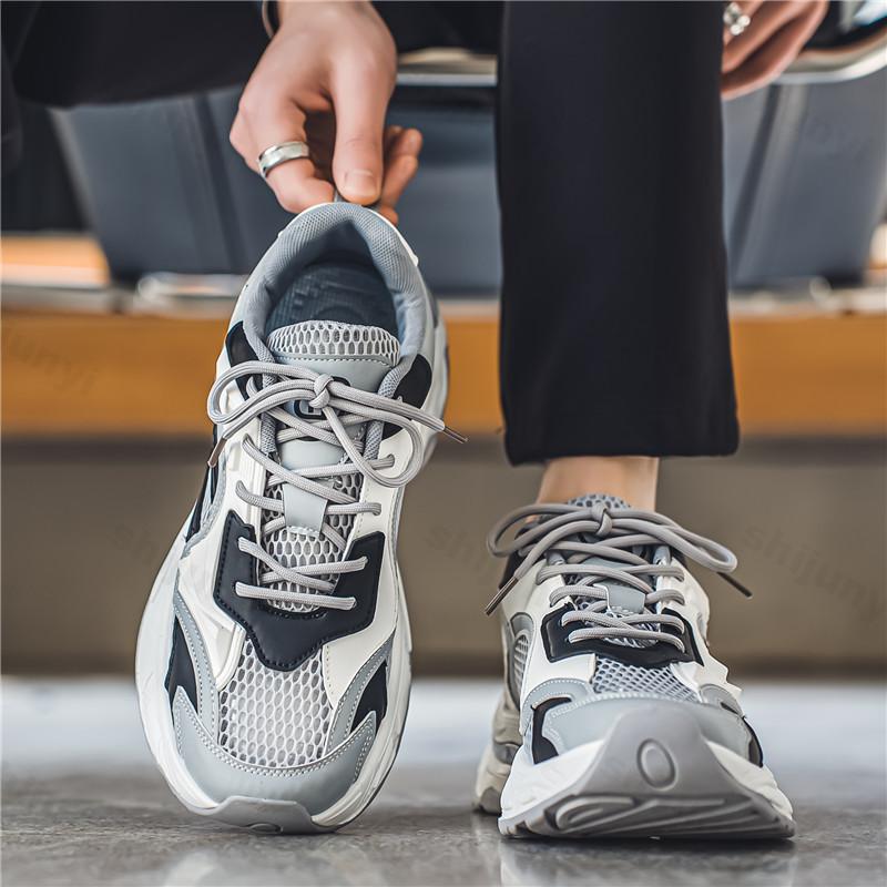 

Мода Мужская Мода Тренд Повседневная Обувь 2025 Новые Летние Сетчатые Дышащие Удобные Спортивные Туфли Универсальные Низкие Кроссовки на Платформе 39 серый