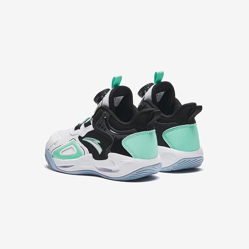 Anta Breathable Shock Absorbing Sports Low Top Kids Basketball Shoes Kids Sneakers Black White Green A12439901-1