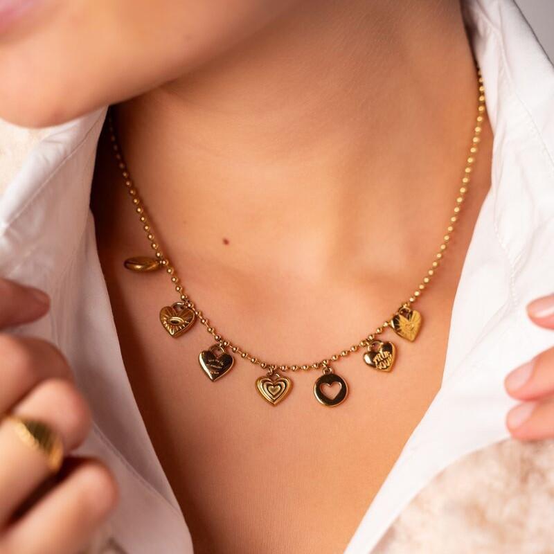 ColierMiranda Charm Oțel Inoxidabil Inimă Iubire Lanț Rezistent la Apă Chic Popular Romantic Coreean Zirconiu Cadou