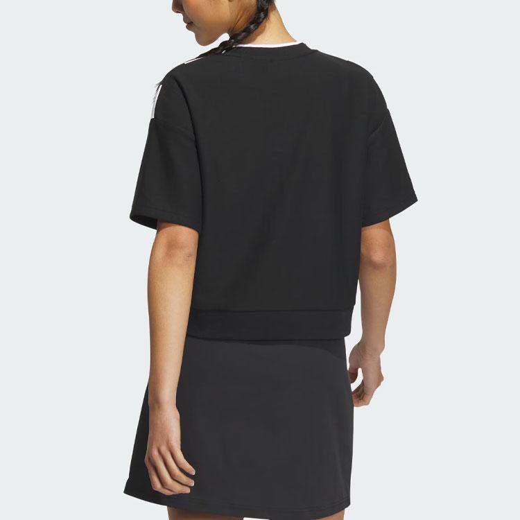 Adidas X Shuting Qiu Co-Branded Sweatshirt mit floraler Stickerei, kurzen Ärmeln, Damen-Tops, Schwarz IM8445