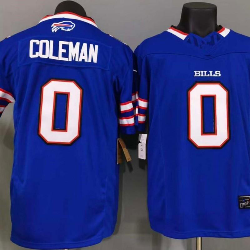 Buffalo Bills 0 Coleman Azul Camiseta de Fútbol Tercera Generación Bordada Uniforme Estilo NFL Hombre