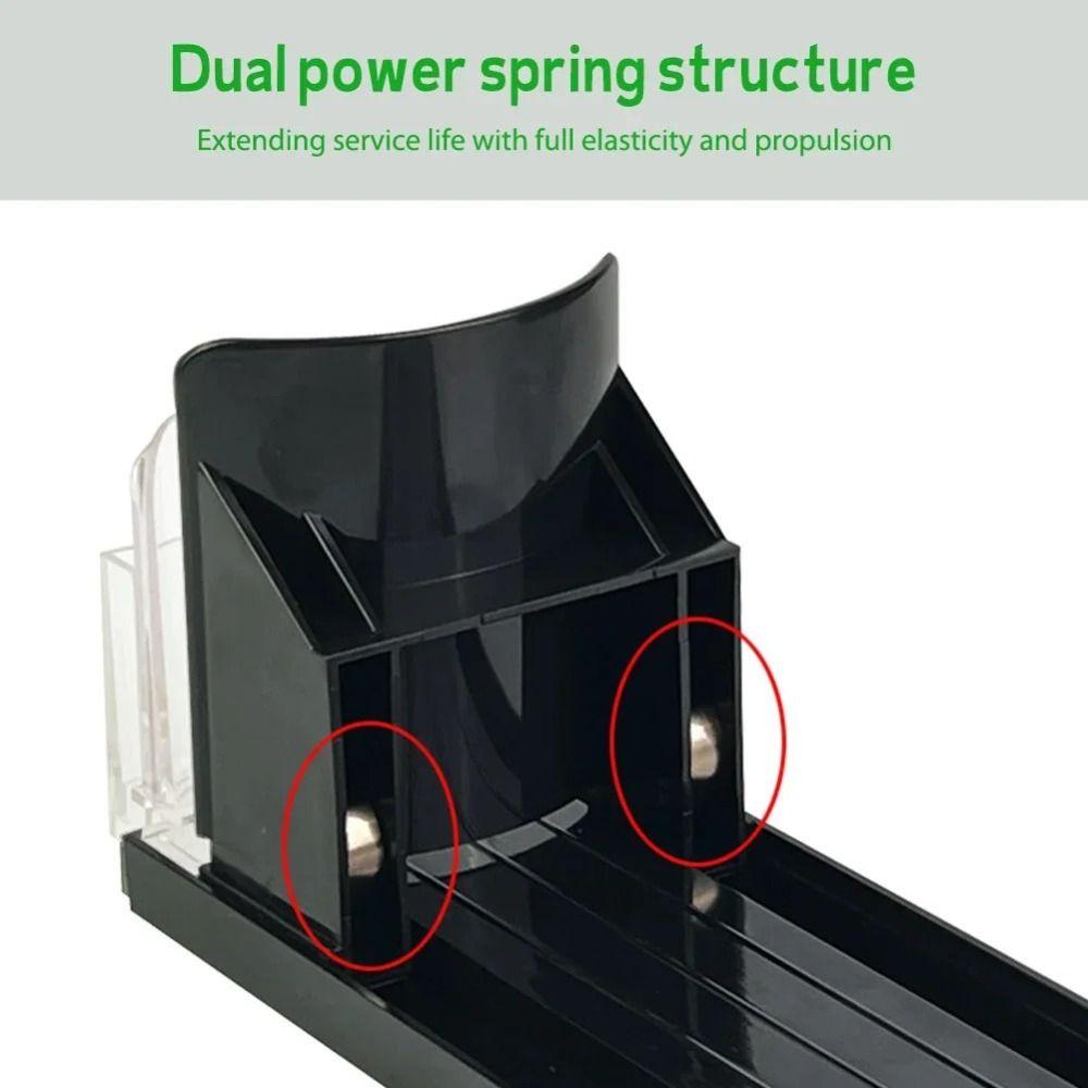 Adjustable Width Drink Organizer Dispenser Spring Push Can Shelf Pusher  Beverage
