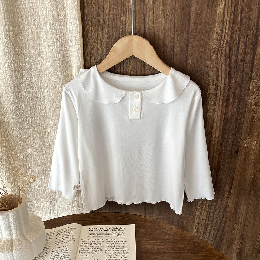 

Children s Bottoming Shirts Girls Long-sleeved Tops Baby Spring Autumn Single-piece Tops Modal Long-sleeved T-shirts Wholesale 80cm белый