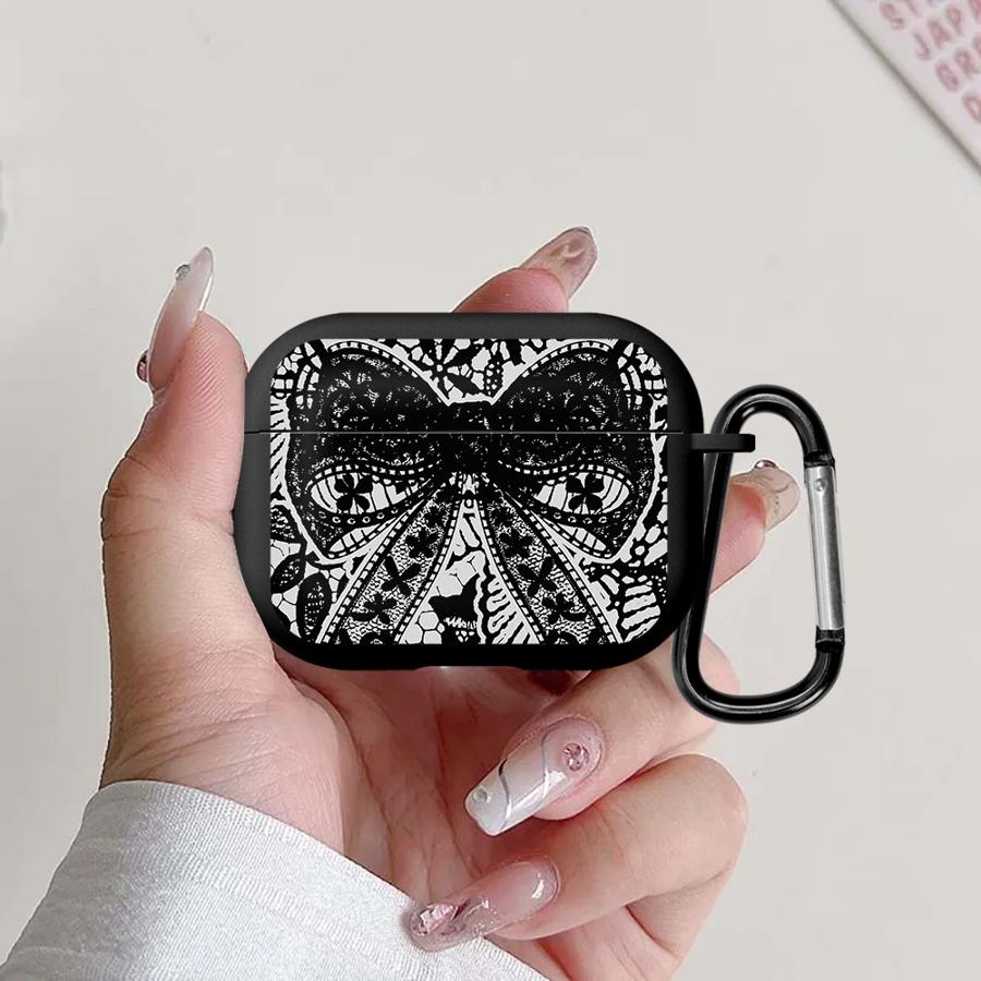 Case For Airpods 2 Pro2 1 Pro3 3 Pro 4 Earphone Cases Cover Cool Black Lace