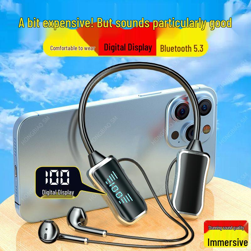 

Cross-Border Neckband Bluetooth Earphones for Running and Business with Long Battery Life Black Pouch