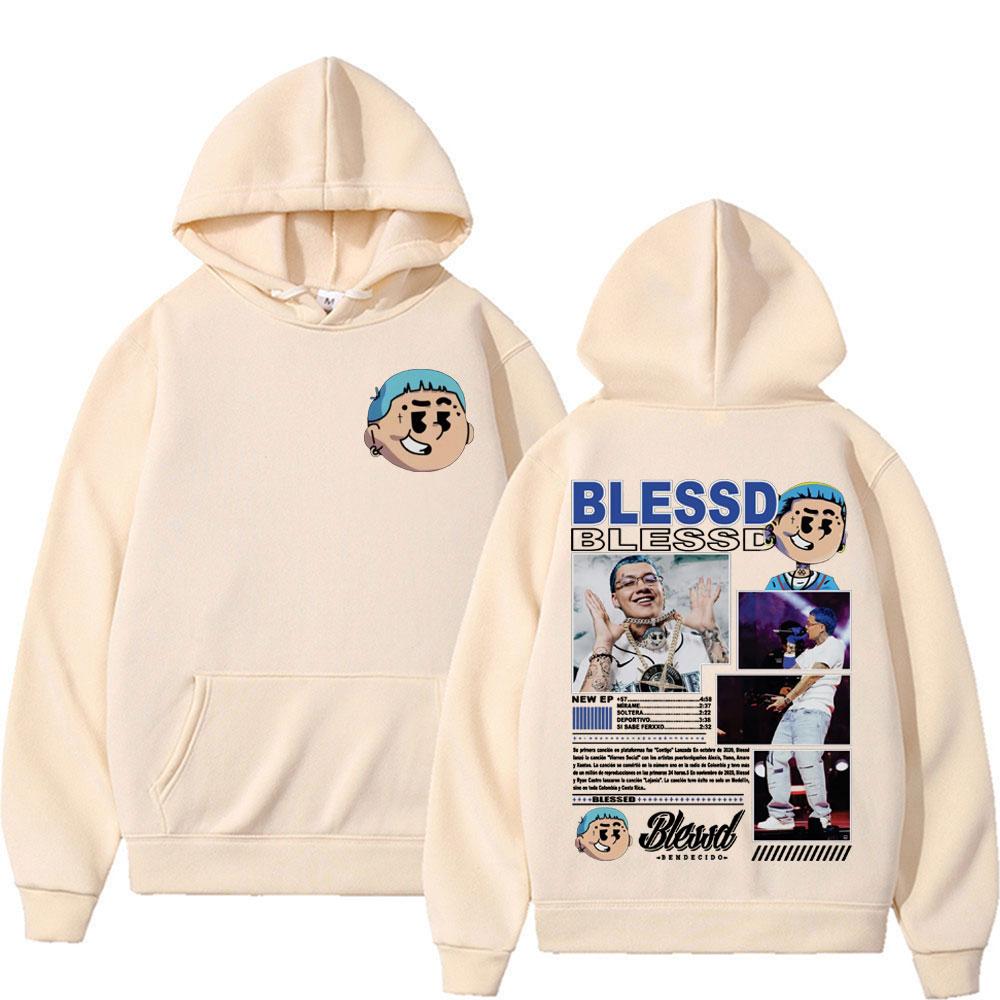 Rapper BLESSD BENDECIDO Tour Concert Hoodies Fashion Hip Hop Punk Men Women Casual Fleece Oversized Sweatshirt Hoodie Streetwear