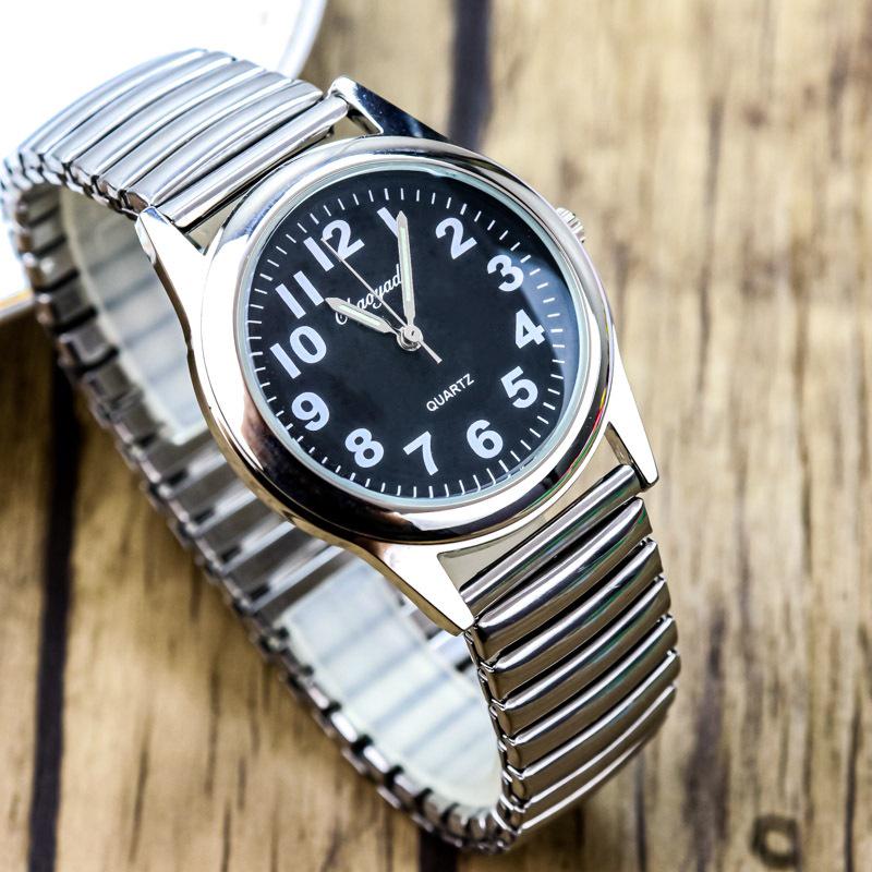 Large Number Luminous Elderly Quartz Watch with Waterproof Stainless Steel Elastic Band