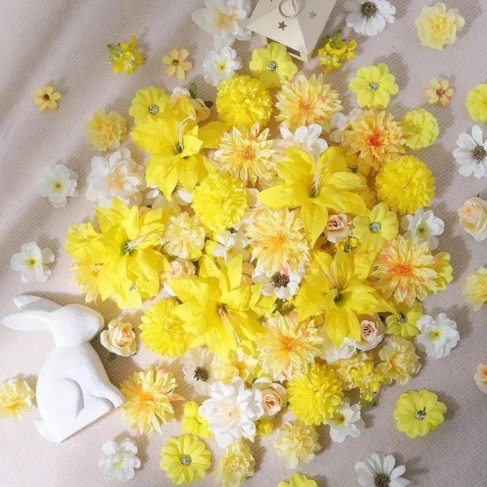 20/52Pcs Artificial Flowers Silk Fake Flowers for Home Decor DIY Craft Gifts Accessories Bride Wedding Decor Photography Props
