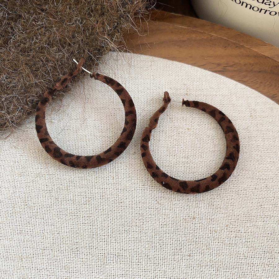 Silbernadel Leopard Harz Geo Runde Ohrringe, Retro Myer Stil, Nischen Design für Frauen