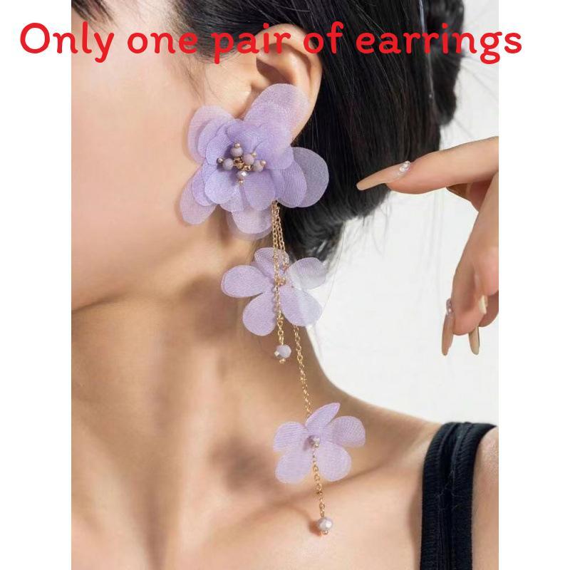 Drop Earrings Petal With Tassel Chain For Summer Outfits And Accessories Trendy