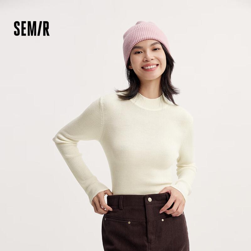 Semir Women's Pure Wool Mock Neck Slim Fit Sweater