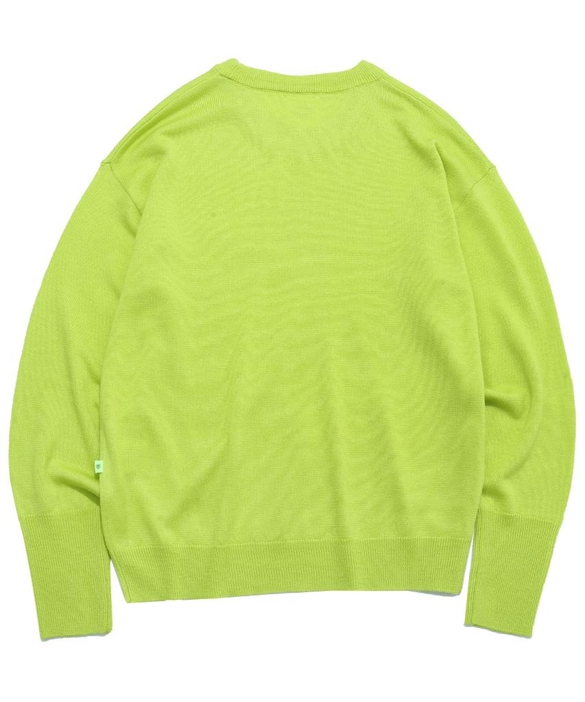 VERSE ONE Merino Wool Basic Knit Sweater Neon Green