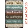 Vintage Lake Rules Metal Sign, Rustic Cabin Wall Decor, Funny Lake Life Plaque, Fishing Gift