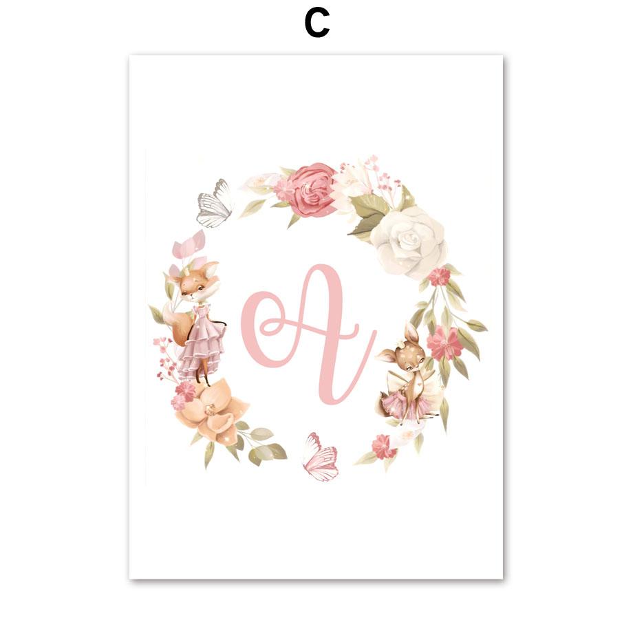 Kawaii Fawn Bunny Fox Princess Crown Wall Art Canvas Painting Posters and Prints Nordic Children's Room Decoration Pictures