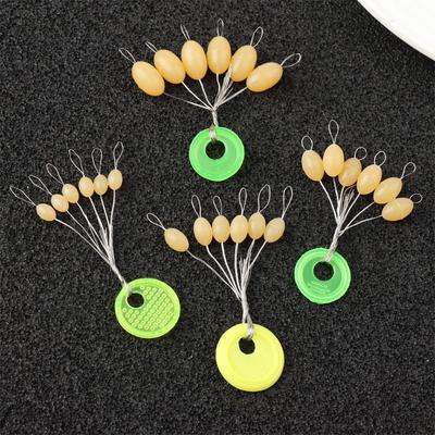 60pcs(10 grupuri) Plutitor cauciuc Somn Flotador Fir de pescuit 6-20# Dop fir crap Space Beans luminoase Accesorii pescuit