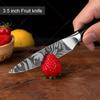 Stainless Steel Fruit Knife Small Damascus Pattern Fruit Peeling and Slicing Multi-purpose Knife Household Kitchen Knife