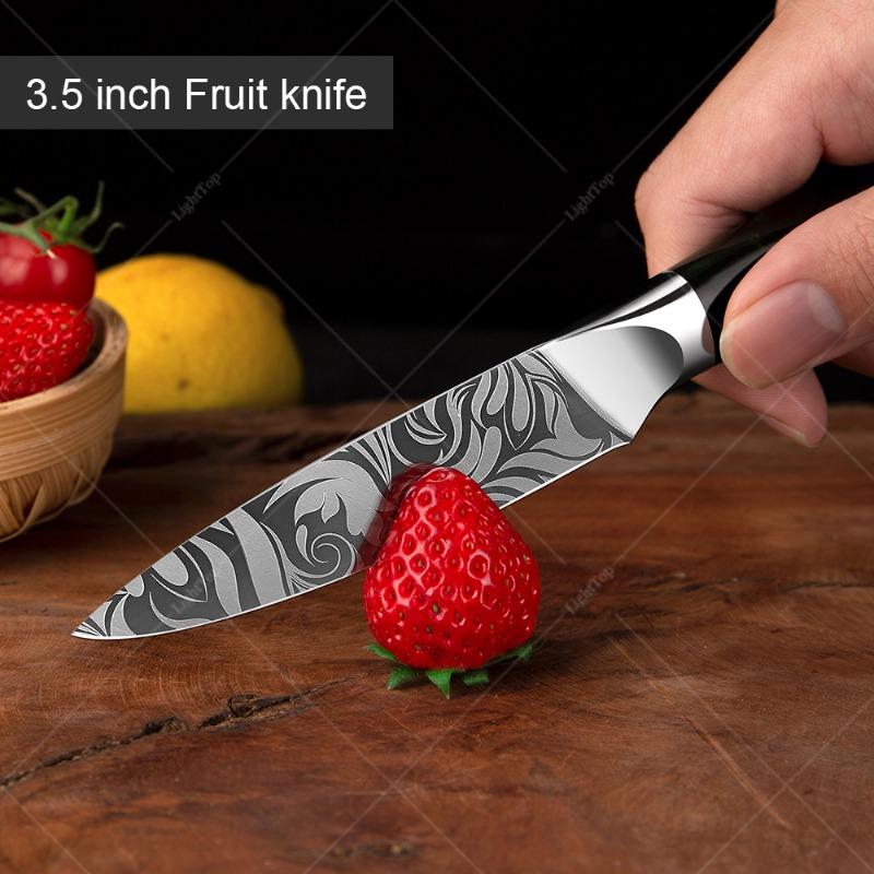 Stainless Steel Fruit Knife Small Damascus Pattern Fruit Peeling and Slicing Multi-purpose Knife Household Kitchen Knife