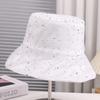 Rhinestone Decorated Solid Color Spring Summer Fisherman Hat Breathable Outdoor Basin Cap Fashionable Versatile Hat for Men Wome