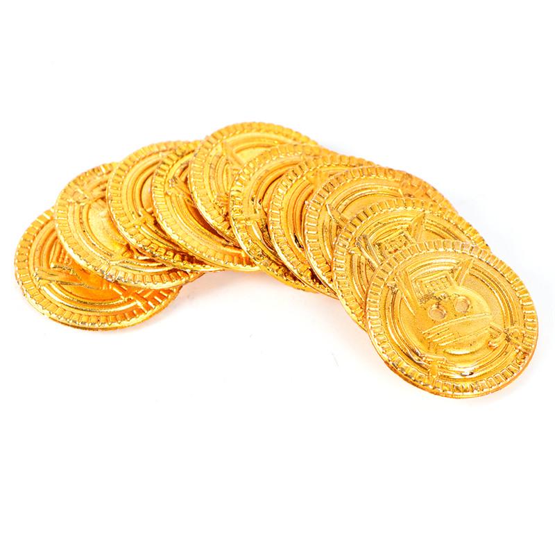 10Pcs Plastic Pirate Gold Play Coins Birthday Party Favors Treasure Coin