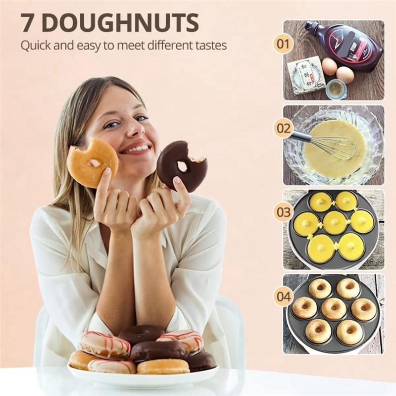 ABBY-1 Piece Mini Donuts Machine Donut Maker Machine DIY Home Use Mini Doughnut Maker 220V Black EU Plug