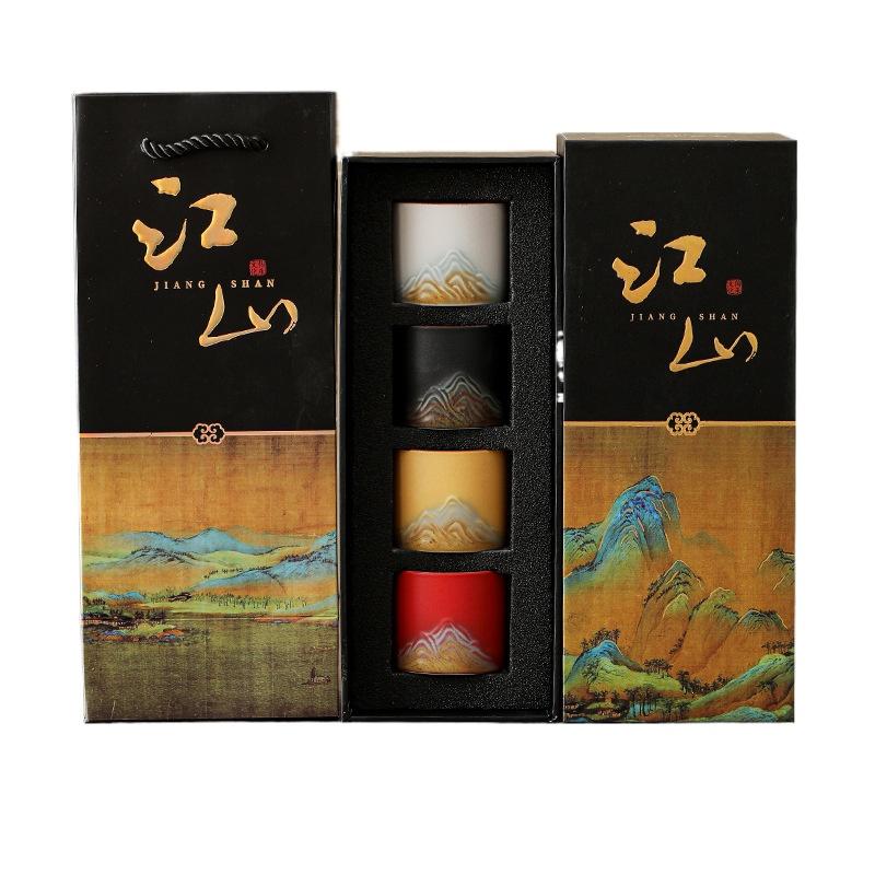 Thousand Miles Landscape Tea Cup Chinese Ceramic Master Cup for Tea Ceremony Home Tea Bar Gift Set 60ml