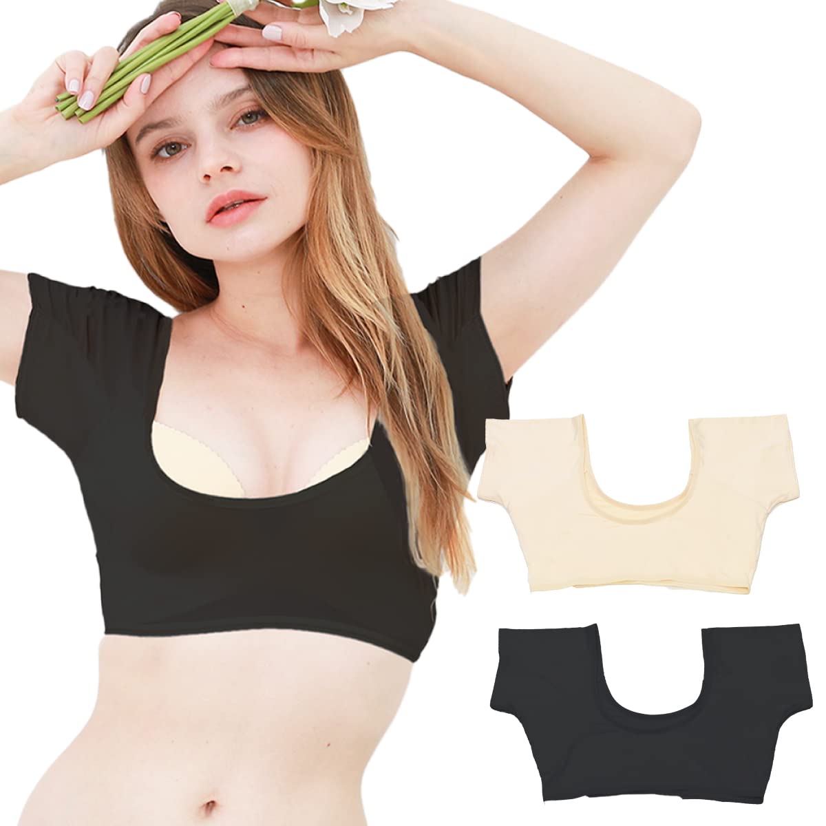 

Magic Tights Underarm Sweat Padded Size Tank Short Sweat Stain Summer Large Size (2-Pack) Women s Underwear, Black, M, Sweat-Blocking Pads, Smooth, чёрный